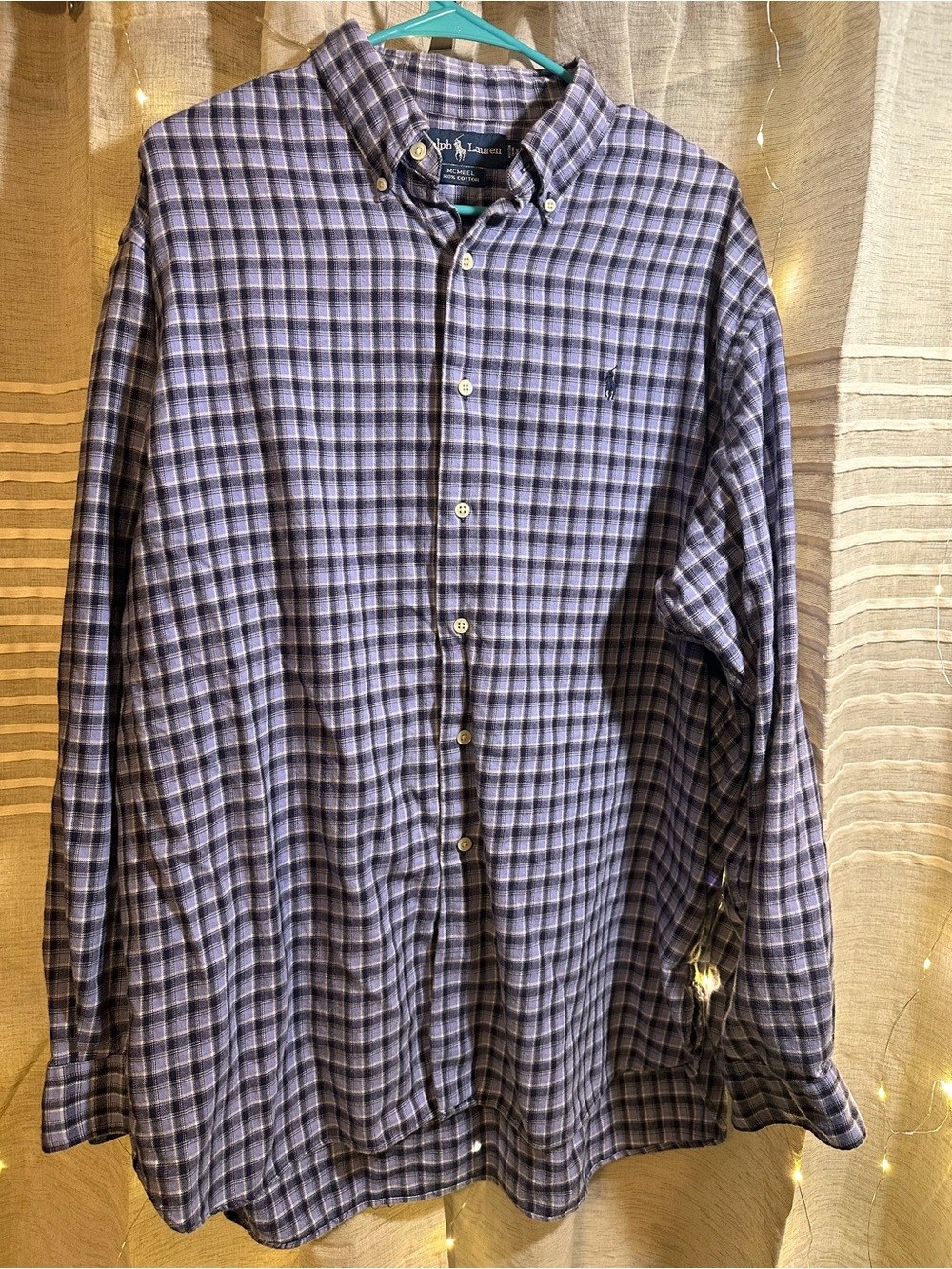 Ralph Lauren Men’s Lavender and Navy Plaid Button-Down Shirt